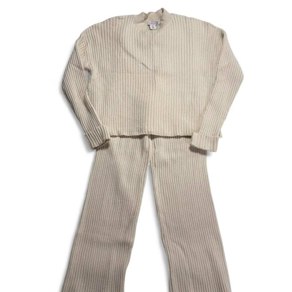 Sincerely Jules Cozy Loungecore Cream Ribbed Knit Sweater & Pants Set